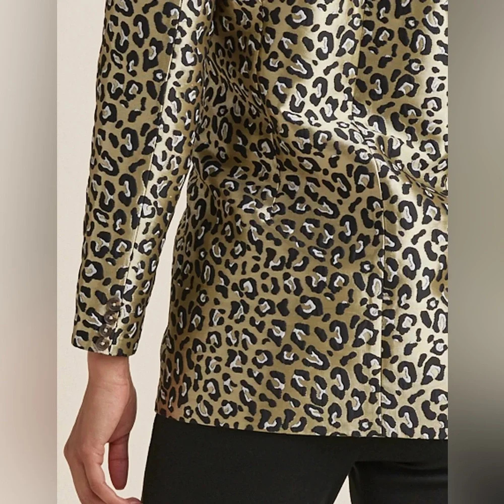 NEW VENUS Leopard Jacquard Blazer COLOR  Black & Gold